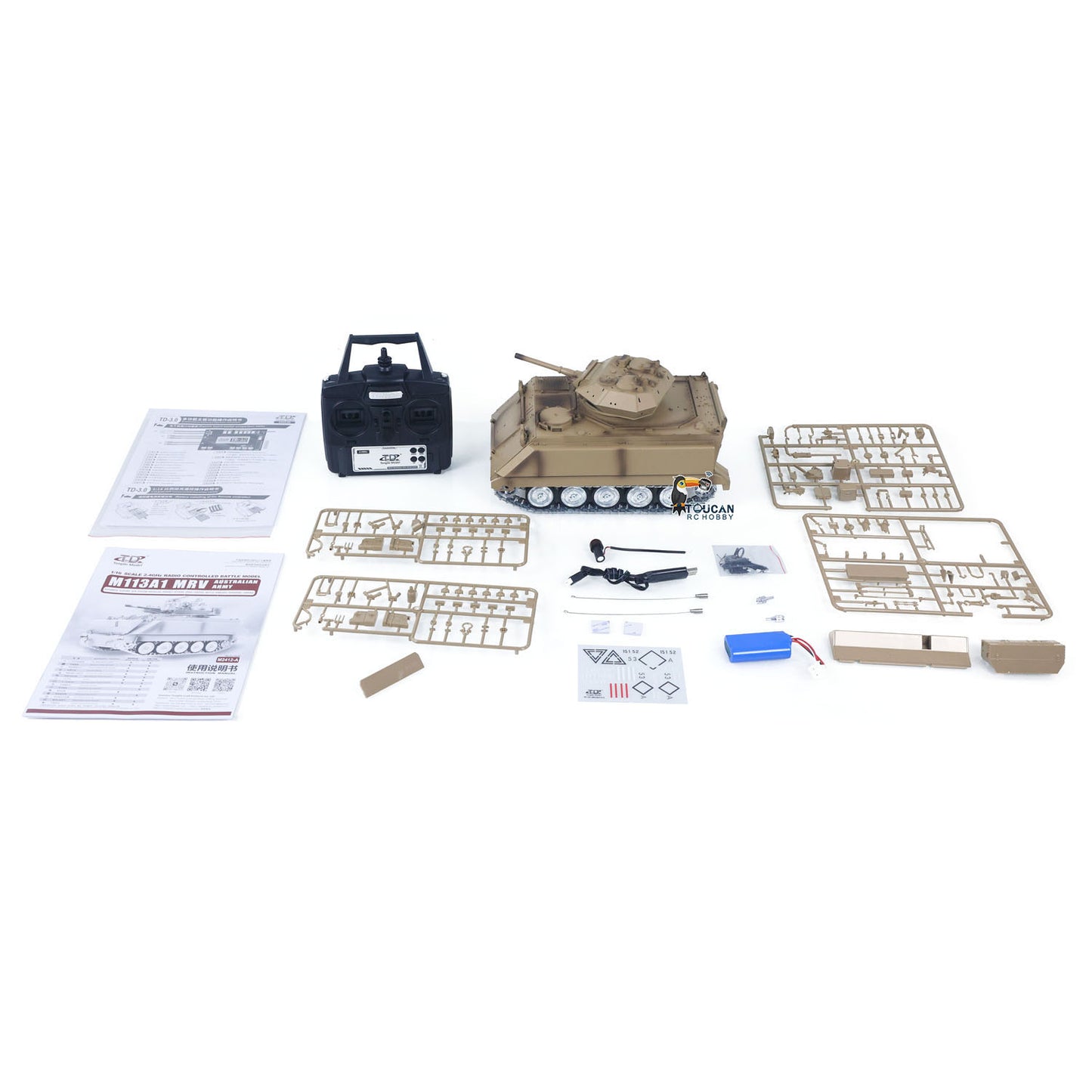 US Stock 1/16 Tongde Remote Control Tank M2412-A M113A1 MRV Infrared Barrel Recoil Fire Flashing 320 Turret Rotation Metal Drive Gearbox