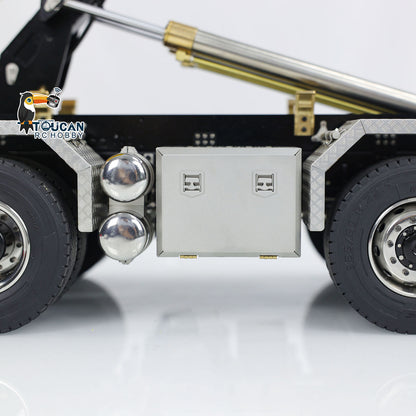 Toucanhobby G88 1/14 Metal 8x8 RC Roll On Off Hydraulic Dump Truck PNP 3 Speed Transmission Differential Lock Axles ST8 Controller Light Sound System for Construction Model Collectors
