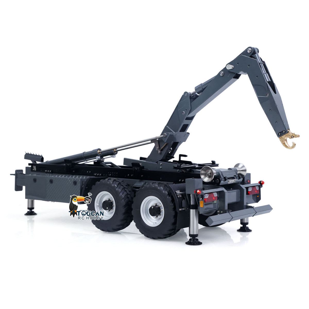 TOUCAN RC HOBBY LESU A0066 1/14 Metal Hydraulic RC Roll Off Trailer Telescopic/Folding Hooklift with Support Legs 5CH Reversing Valve Lights