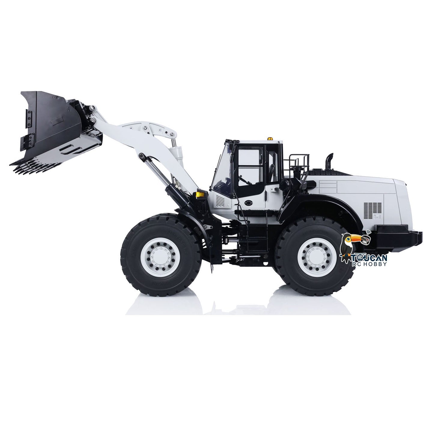 1/14 RC Metal Hydraulic Loader WA480 Electric Construction Heavy Machine Quick Coupler Fork Bucket Light Sound ST8 Radio Battery