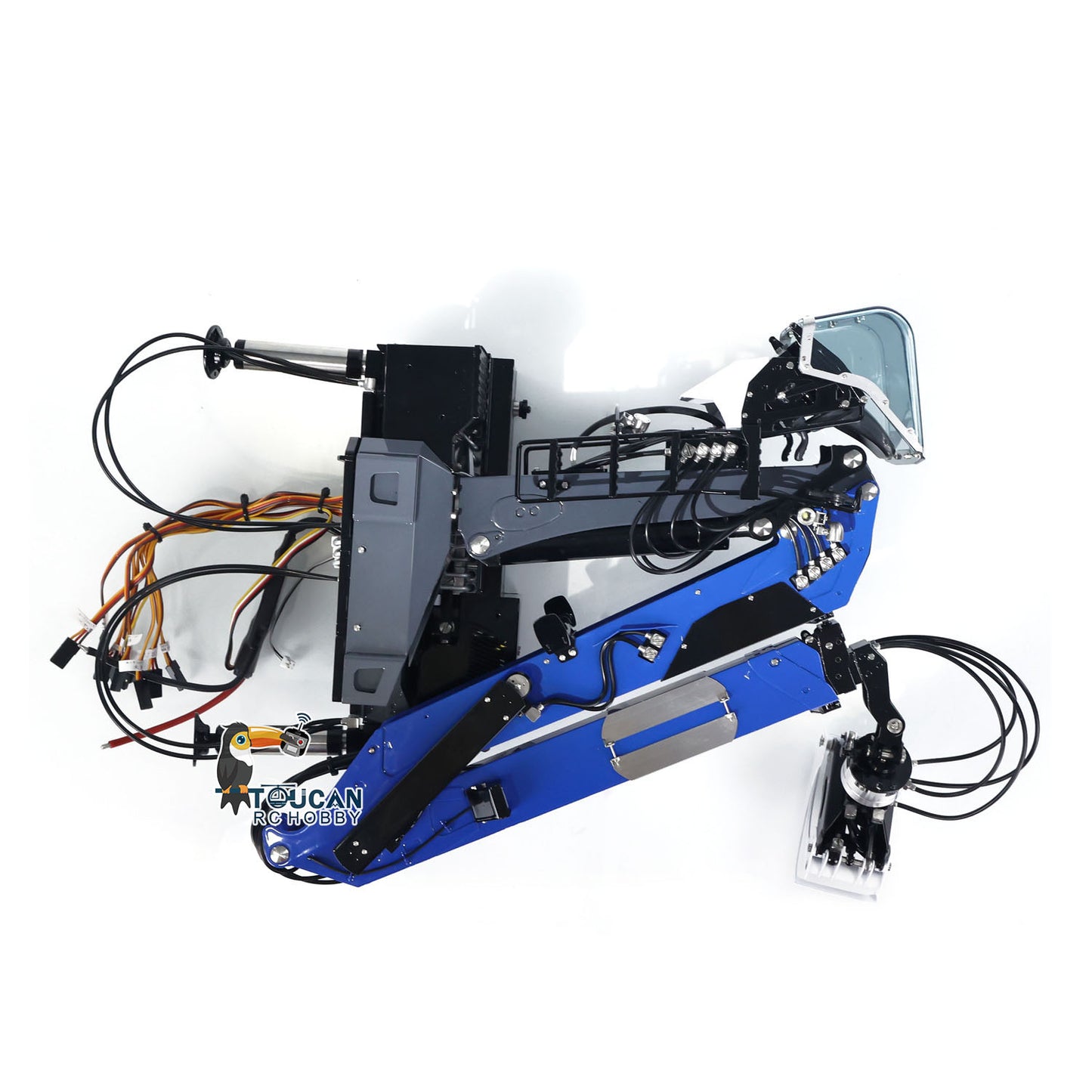 LESU 1/14 Metal RC Hydraulic Timber Crane Fly Jib 360 Degree Rotation 3-Stage Telescopic Arms for Remote Control Tractor Truck