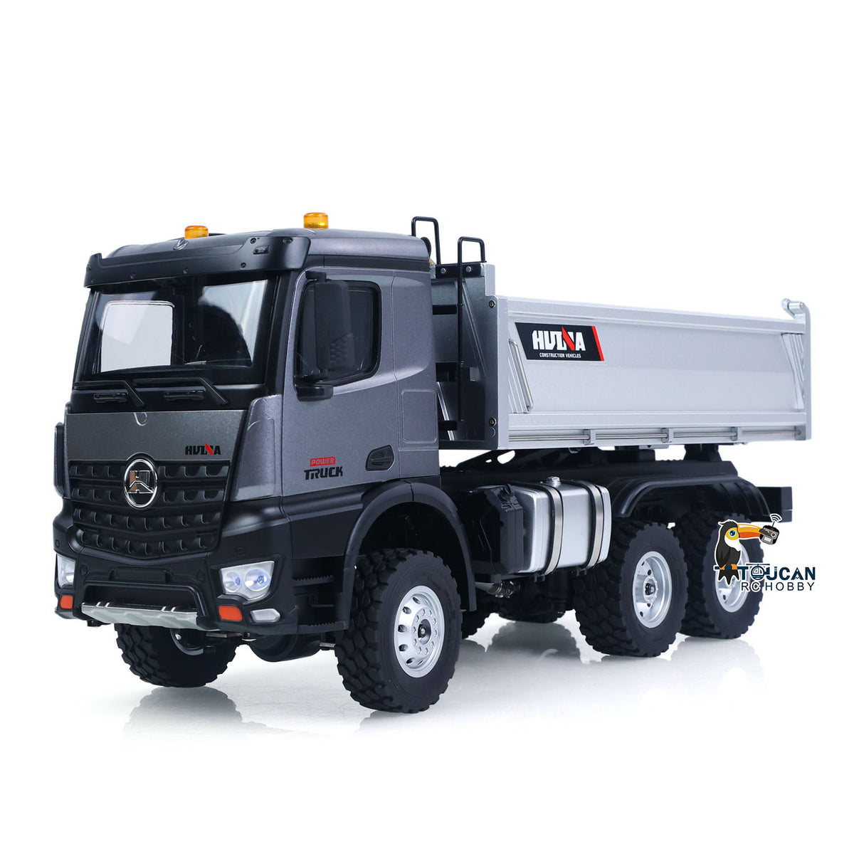 TOUCAN RC HOBBY HUINA 1598PRO 1/14 Metal Remote Control Dump Truck 6X6 Engineering Vehicle Electric RC Tipper Model Light Sound System Battery