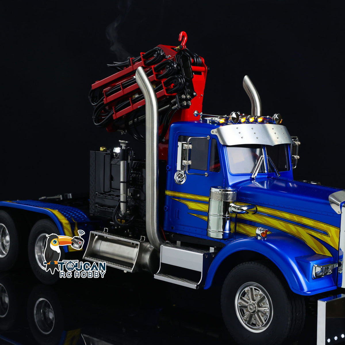 TOUCAN RC HOBBY 56344 1/14 Metal RTR RC Crane Tractor Truck 2-Speed Gearbox PL18EV Lite Remote Control Light Sound Smoke for Construction Model Collectors