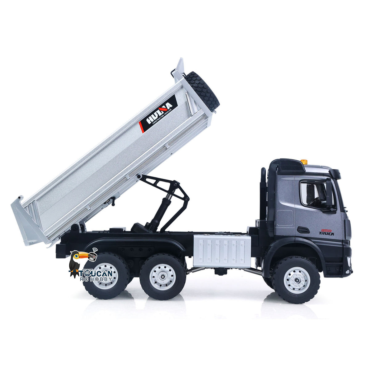 TOUCAN RC HOBBY HUINA 1598PRO 1/14 Metal Remote Control Dump Truck 6X6 Engineering Vehicle Electric RC Tipper Model Light Sound System Battery