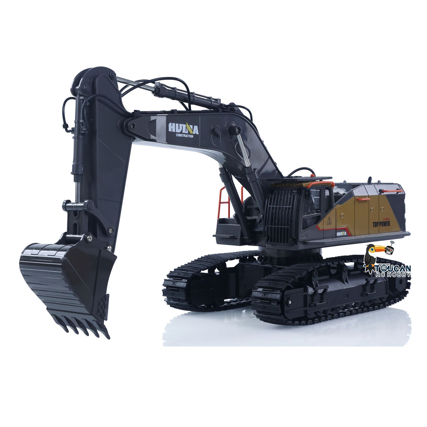 In Stock HUINA Toy 1/14 RC Tracked Excavator Car Ready To Run 592 Model Assembled Painted Gifts 2.4Ghz Radio Light Sound Tracks Battery