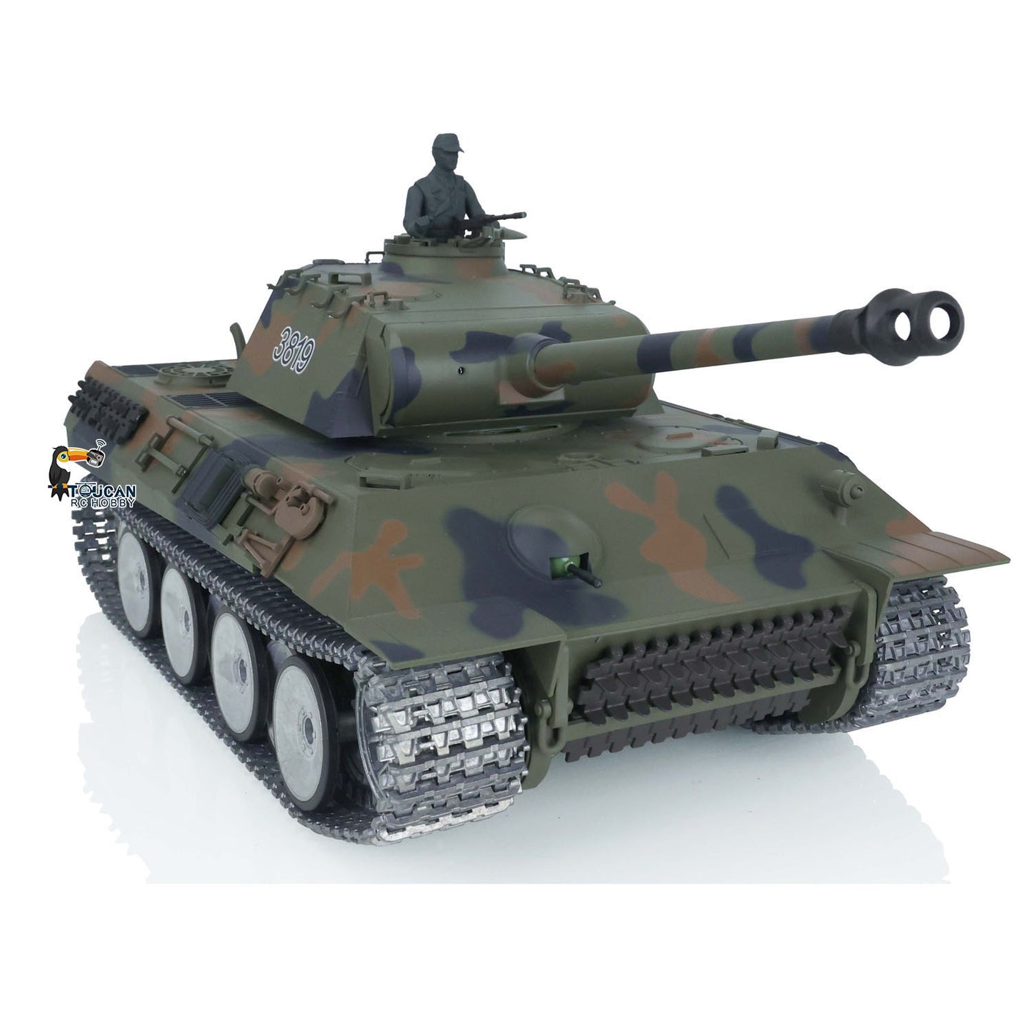 Henglong 1/16 Customized RC Tank 7.0 German Panther Tank 3819 w/ 360Degrees Rotating Turret Metal Tracks Idler Sproket Road Wheels