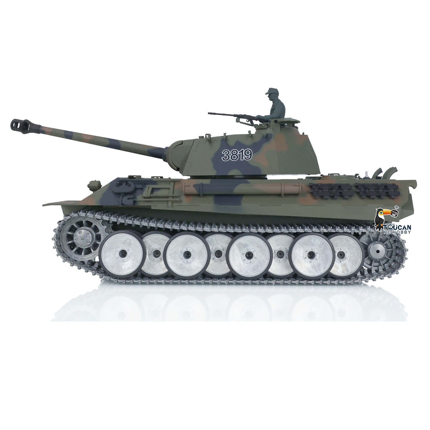 Henglong 1/16 Customized RC Tank 7.0 German Panther Tank 3819 w/ 360Degrees Rotating Turret Metal Tracks Idler Sproket Road Wheels