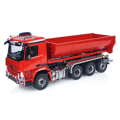 Metal 1/14 RC Hydraulic Dump Truck 8*8 3Speed Radio Controlled Roll Off Tipper 3363 Rear Axle Steering Light & Sound System