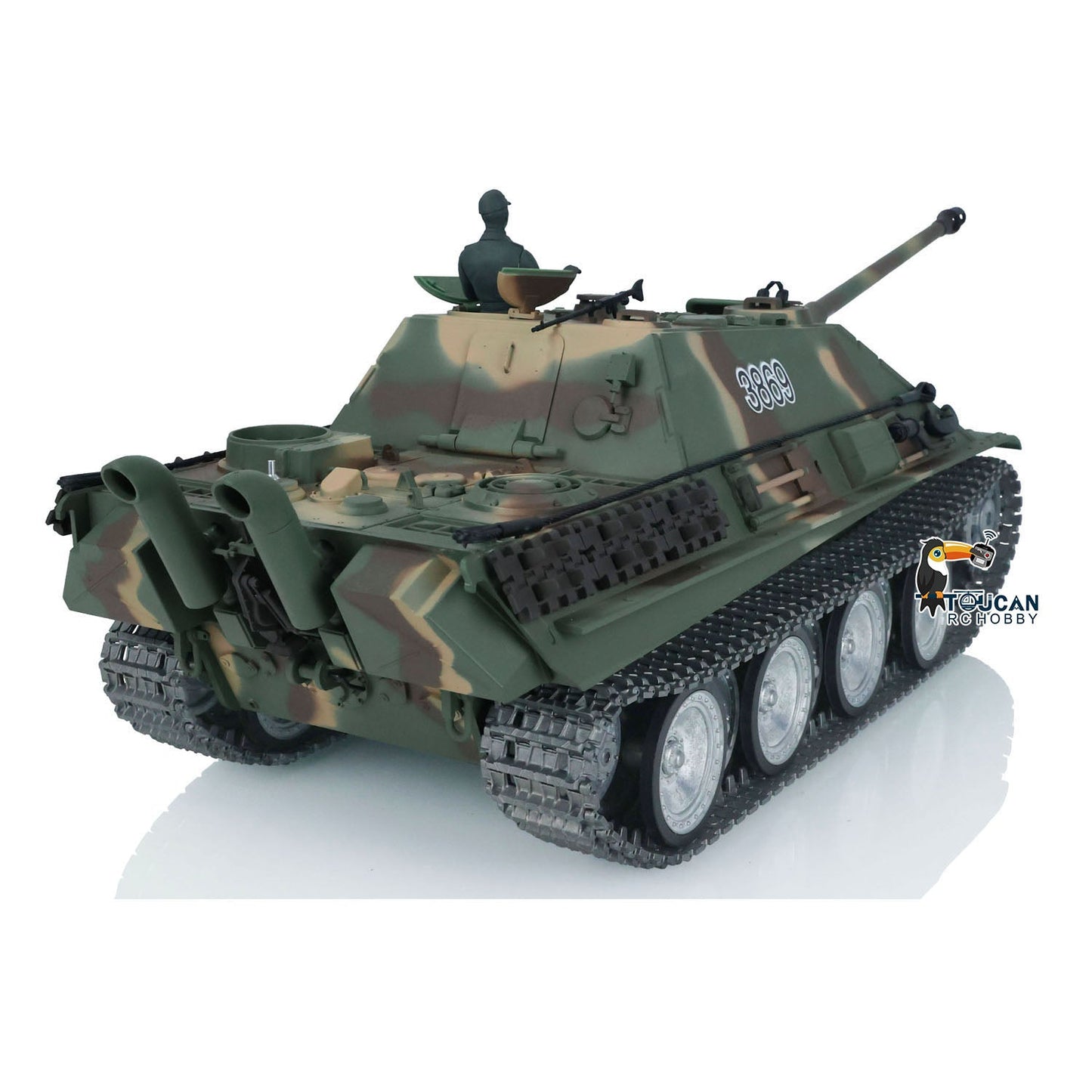 TOUCAN RC HOBBY Henglong 1/16 TK7.0 Profession German Jadpanther RTR RC Tank 3869 FPV Smoke Infrared Combat BB Unit Metal Sprockets Idlers Road Wheels Tracks