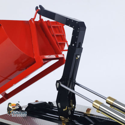 Metal 1/14 RC Hydraulic Dump Truck 8*8 3Speed Radio Controlled Roll Off Tipper 3363 Rear Axle Steering Light & Sound System