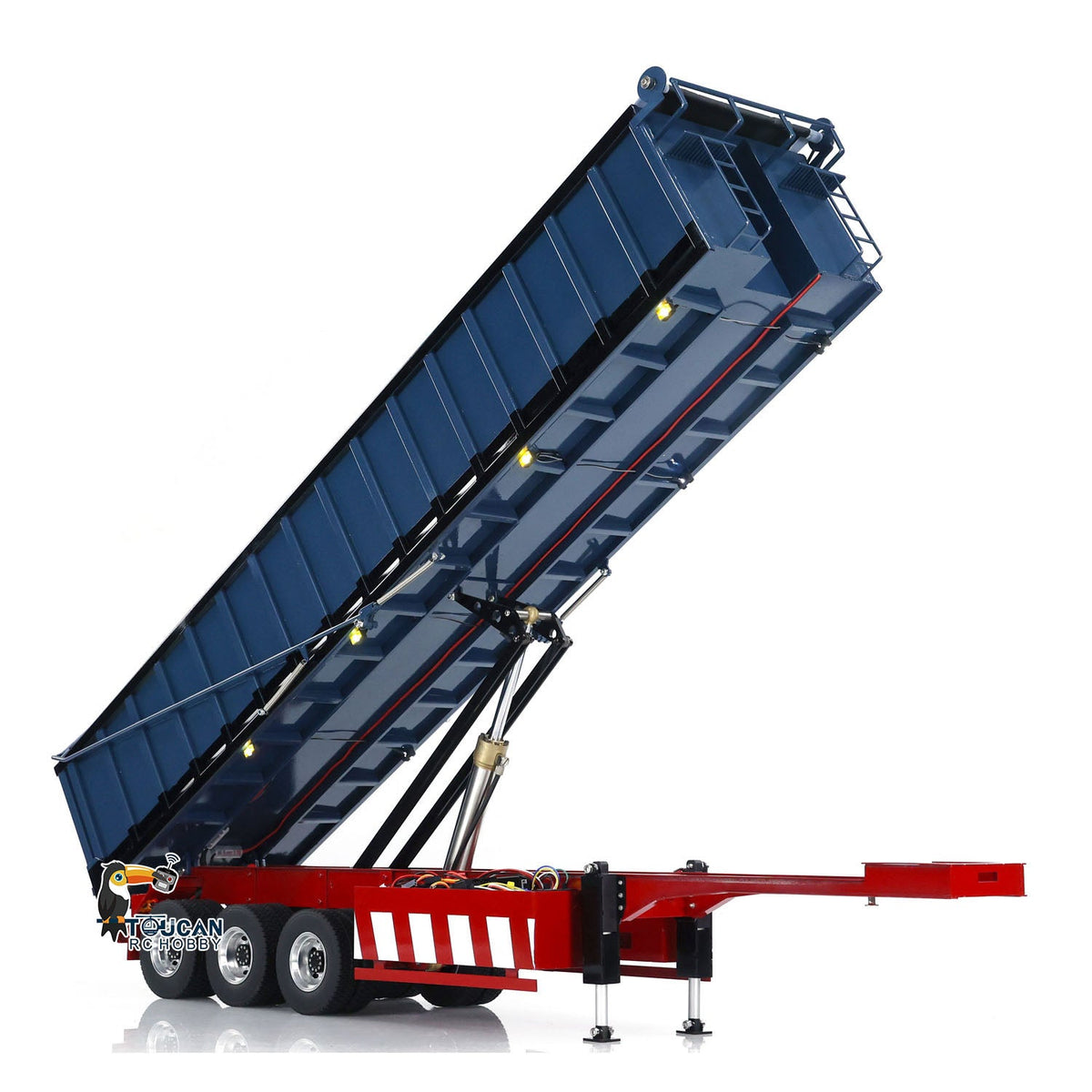 HHG Model 1/14 RC Hydraulic Dump Trailer - Metal 3 Axles Electric Landing Legs