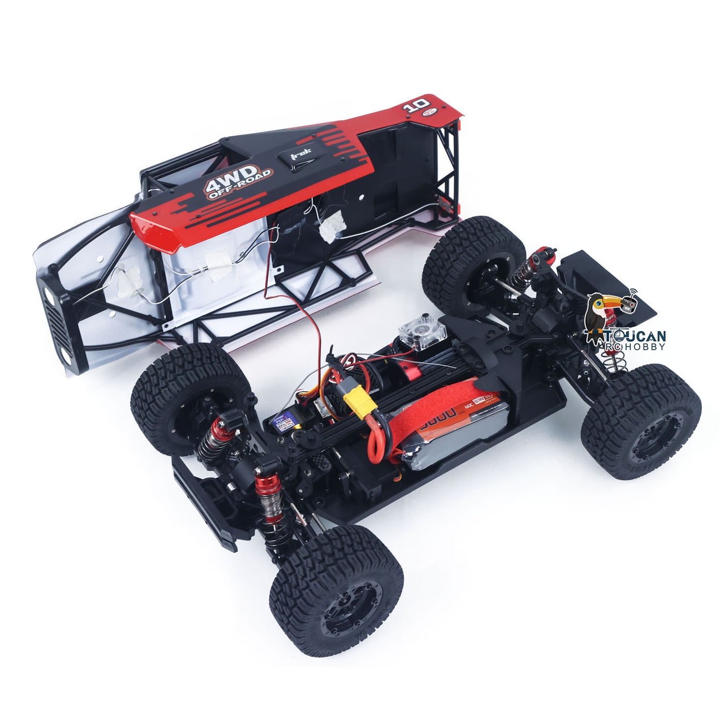 US Stock 1/10 Radio Control Desert Truck 1003 4WD Electric RC Off Road Car Metal Motor Base Light System Gyro Remote Controller 80KM/H