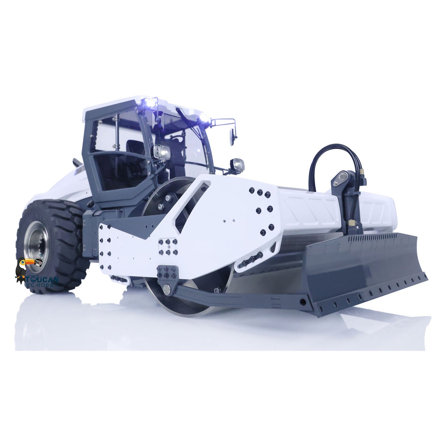 LESU 1/14 Hydraulic RC White Road Roller Aoue-H13i Electric Assembled Engineering Metal Vehicle Sound Light System ESC Motor