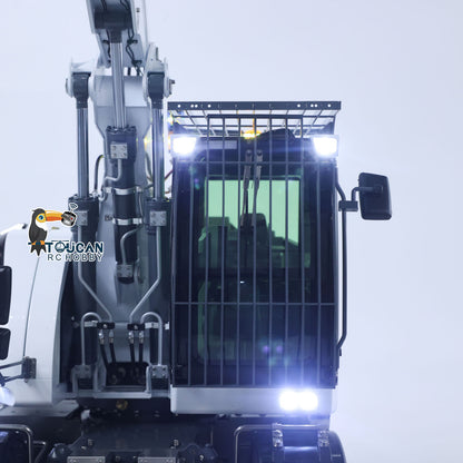 Big Discount 1:14 Metal RC Hydraulic Wheeled Excavator LR914 4*4 3-arms Digger Engineering Vehicle RTR Axle Lock Upgrade Brushless Motor 8-ways Valve PL18EV Lite Radio Controller Light Sound