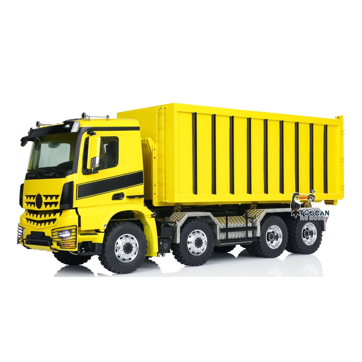 Customized LESU 1/14 Hydraulic RC Dump Truck Metal Roll On/Off Tipper Waste Bin Car RTR I6S Radio Simulation Vehicle Model Bee Stripe Painted