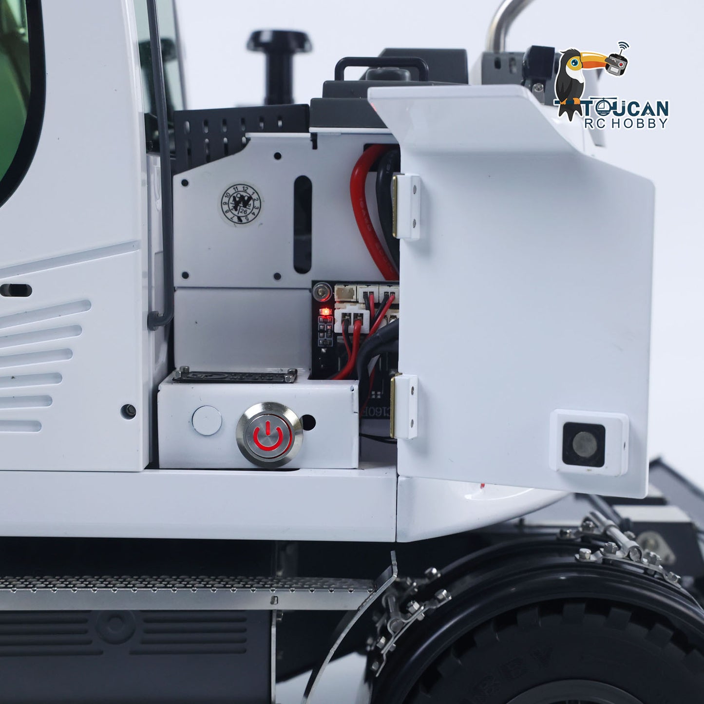 Metal 1:14 RC Hydraulic Wheeled Excavator LR914 Radio Control 8CH Valves Digger Model Front Axle Lock Flysky PL18EV Lite Lights