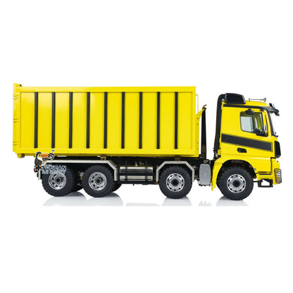 Customized LESU 1/14 Hydraulic RC Dump Truck Metal Roll On/Off Tipper Waste Bin Car RTR I6S Radio Simulation Vehicle Model Bee Stripe Painted
