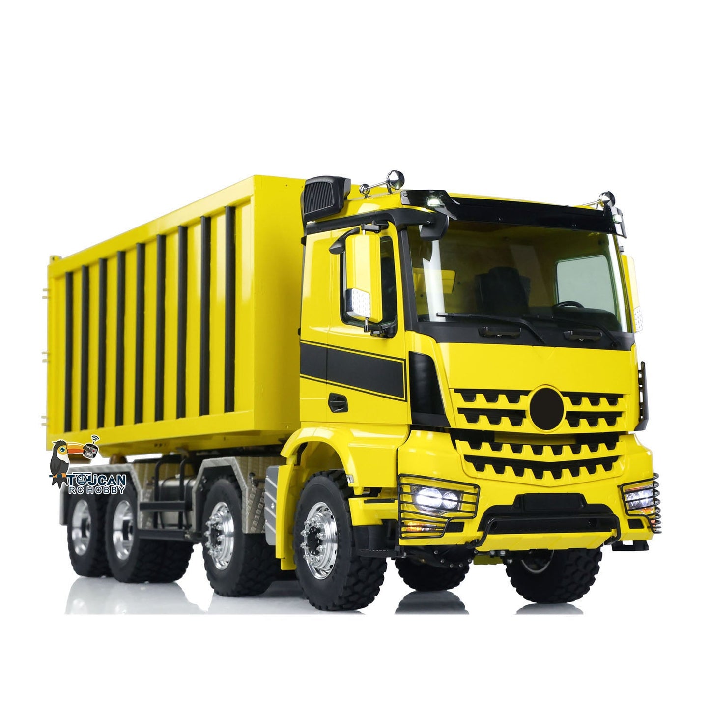 Customized LESU 1/14 Hydraulic RC Dump Truck Metal Roll On/Off Tipper Waste Bin Car RTR I6S Radio Simulation Vehicle Model Bee Stripe Painted