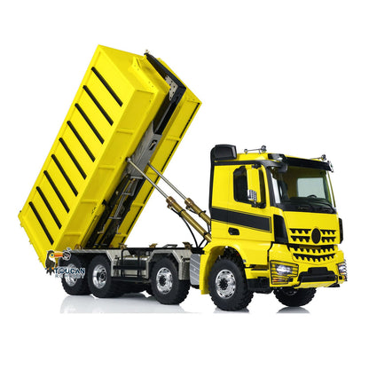 Customized LESU 1/14 Hydraulic RC Dump Truck Metal Roll On/Off Tipper Waste Bin Car RTR I6S Radio Simulation Vehicle Model Bee Stripe Painted