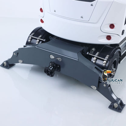 Big Discount 1:14 Metal RC Hydraulic Wheeled Excavator LR914 4*4 3-arms Digger Engineering Vehicle RTR Axle Lock Upgrade Brushless Motor 8-ways Valve PL18EV Lite Radio Controller Light Sound