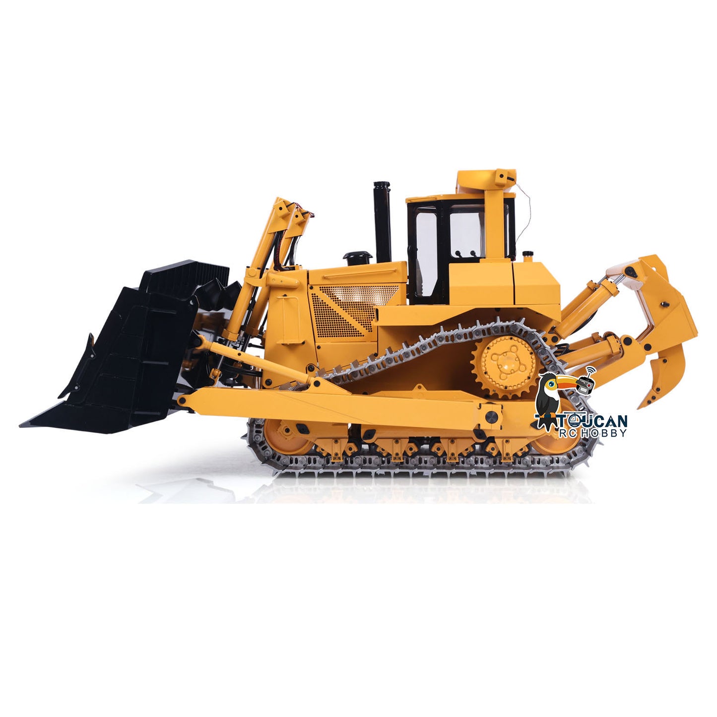 JDModel 98Ultra 1/14 RC Metal Bulldozer 4CH Valve Hydraulic Construction Vehicle FlySky ST8 Radio Controller Sound Light System for Hobby Collectors