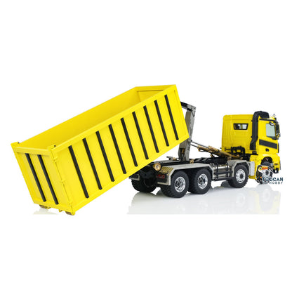 Customized LESU 1/14 Hydraulic RC Dump Truck Metal Roll On/Off Tipper Waste Bin Car RTR I6S Radio Simulation Vehicle Model Bee Stripe Painted