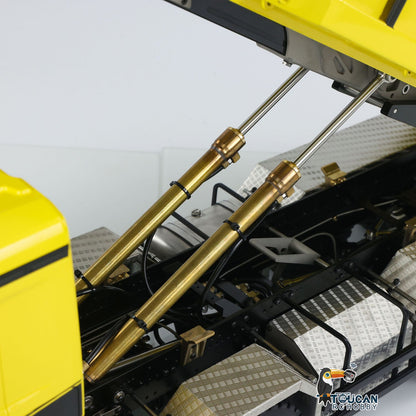 Customized LESU 1/14 Hydraulic RC Dump Truck Metal Roll On/Off Tipper Waste Bin Car RTR I6S Radio Simulation Vehicle Model Bee Stripe Painted