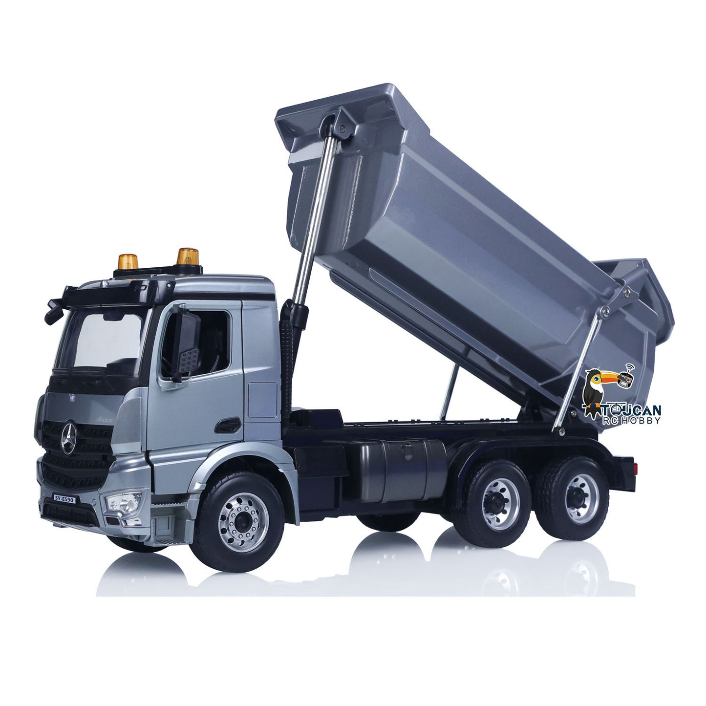 In Stock DoubleE 1/20 6X6 Metal RC Dump Truck E590 003 Electric Lifting Remote Control Tipper Car Model BZ Metal Gears Sounds Lights Battery Motor Radio System RTR