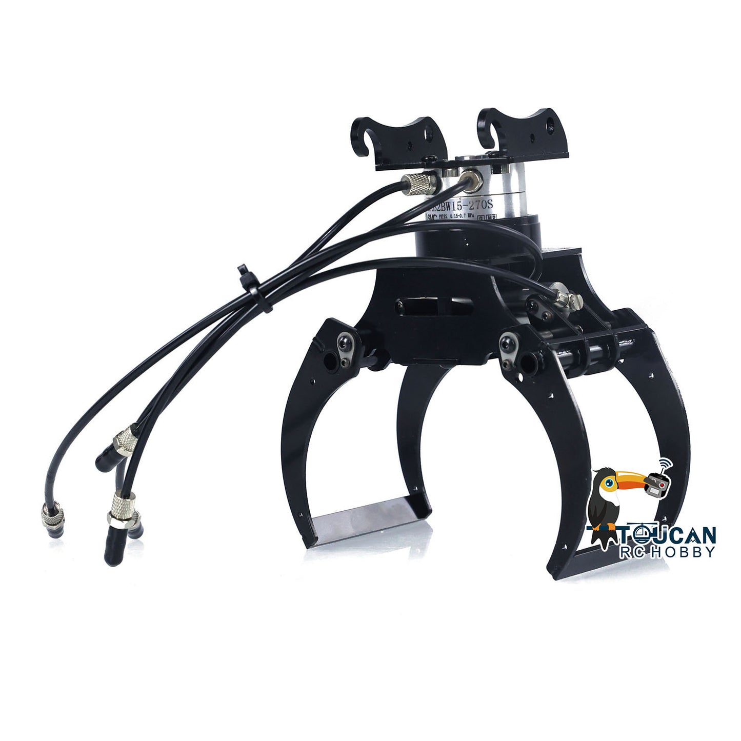 TOUCAN RC HOBBY MTModel Metal Electric Quick Release Coupler Hydraulic Claw Tiltable Bucket Clamshell Bucket Grab for 1/14 946 EC380 RC Excavator DIY Parts