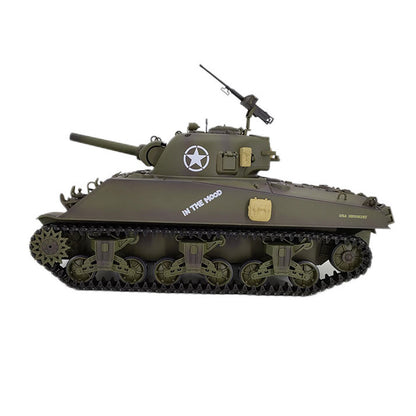 Plastic Henglong 1/16 7.0 RC Tank M4A3 Sherman 3898 320 Degrees Turret Barrel Recoil BB IR Smoking Steel Gearbox Battery 2.4G Radio