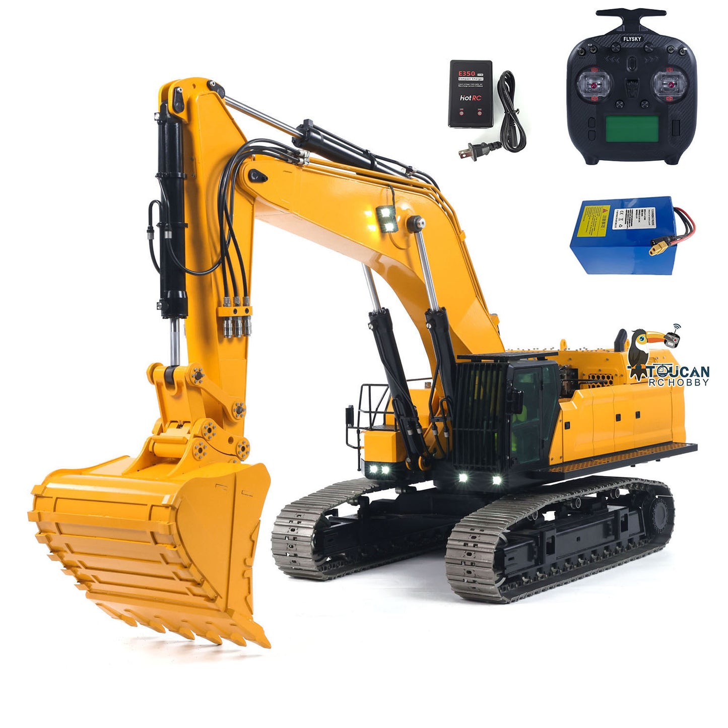 55KG Metal 1/12 RC Hydraulic Excavator 395F Remote Control Digger Dual Pump RTR Heavy Machine Flysky ST8 Radio Battery 6CH Valve
