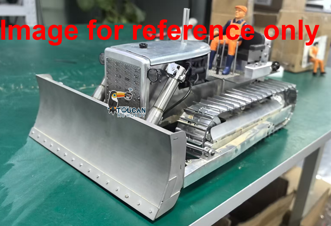 Metal 1/14 RC Hydraulic Bulldozer D7 Remote Control Dozer Model Engineering Vehicle Flysky Radio Light Sound System Battery