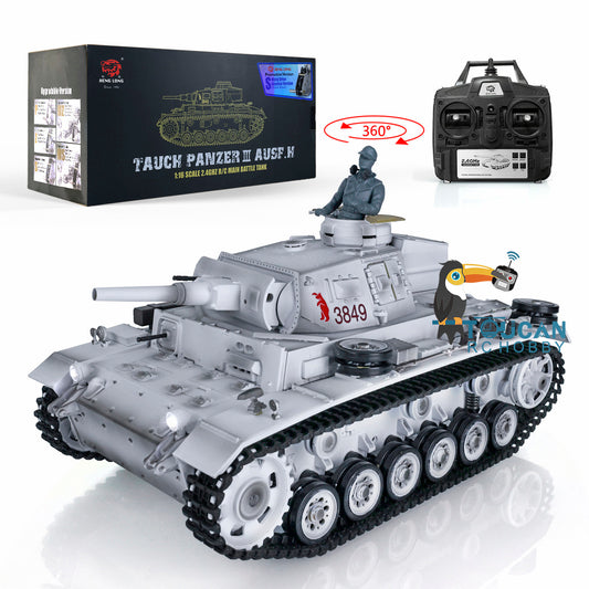 Henglong 1/16 Snow 7.0 Plastic German Panzer III H RTR RC Tank 3849 360 Degrees Turret Radio Controller Metal Barrel Infrared combating Transmitter&Receiver