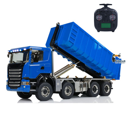Toucanhobby G88 1/14 Metal 8x8 RC Roll On Off Hydraulic Dump Truck PNP 3 Speed Transmission Differential Lock Axles ST8 Controller Light Sound System for Construction Model Collectors