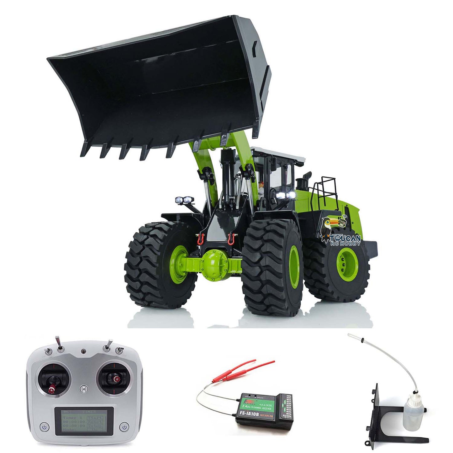 In Stock 1/14 Scale RC Hydraulic Loader WA470 Metal Construction Vehicle 980L Remote Control Lights Sound Radio System