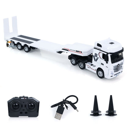 US Stock TOUCAN RC HOBBY RTR HUINA 9900 1/64 Remote Control Tractor Truck W/ 3Axle Plastic Semi Flatbed Trailer Lights Sound Effect Manual Support Legs