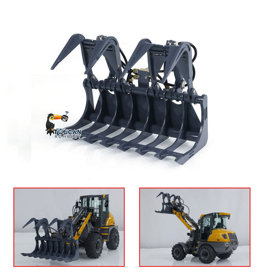 TOUCAN RC HOBBY LESU 1/14 Metal Sieve Bucket Gripper Dozer Shovel Rake Bucket for AOUE MCL8 AT1050 WA100M-8 RC Hydraulic Loader Construction Vehicles DIY Model