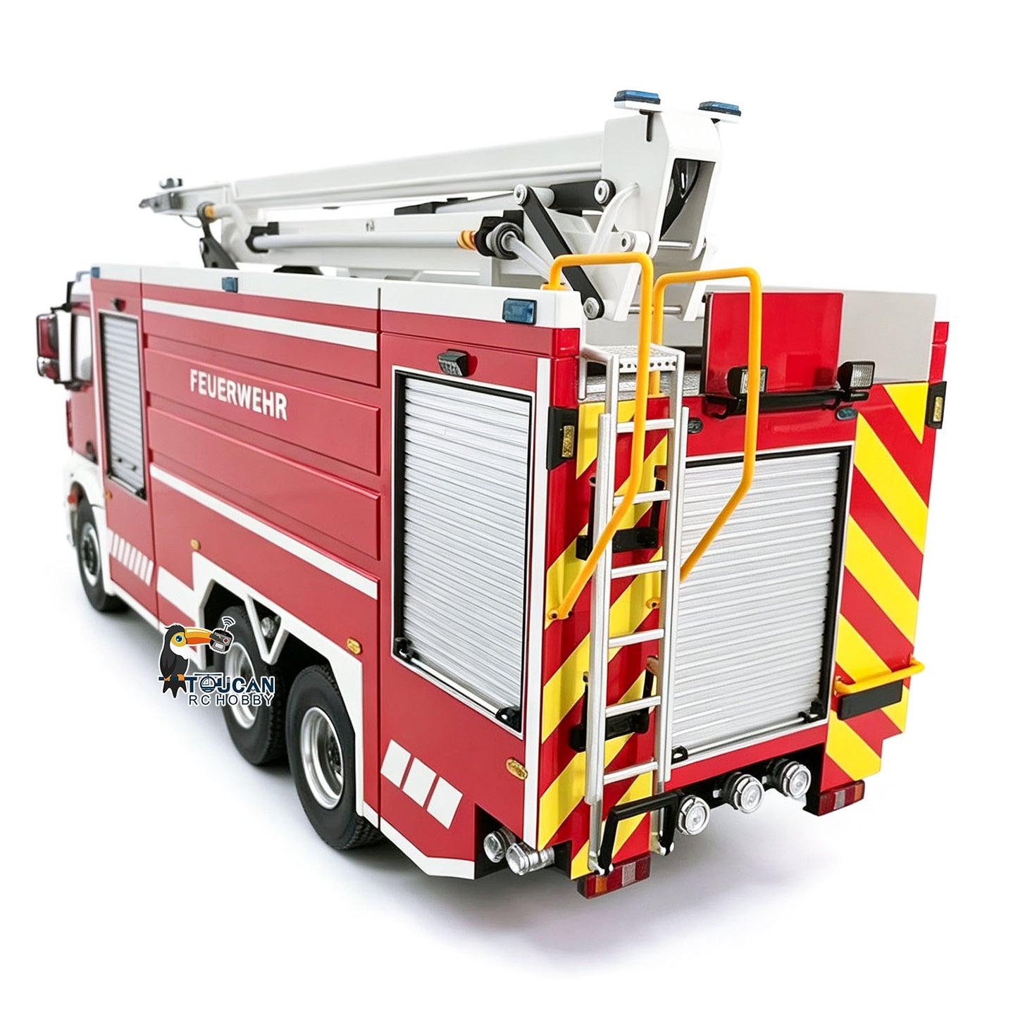 TOUCAN RC HOBBY 3363 1/14 6x4 RC Folding Aerial Ladder Fire Truck Metal Chassis Remote Control Water Spray Trucks 2-Speed Transmission LED Sound