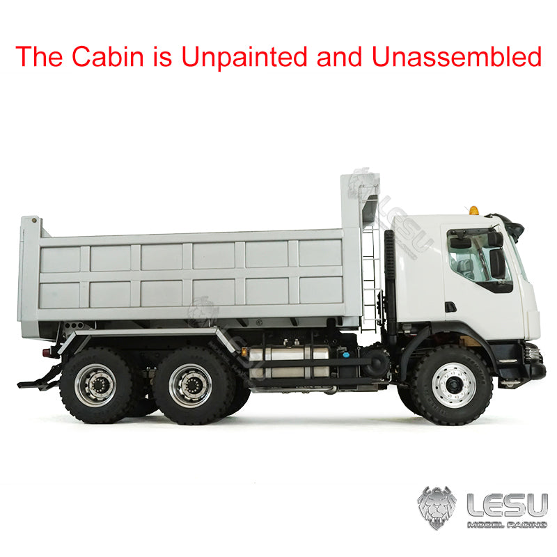 1/14 LESU 6x6 RC Hydraulic Metal Dumper Tipper Sound Light System Chassis Bucket Unpainted Unassembled Cabin Body VM Truck