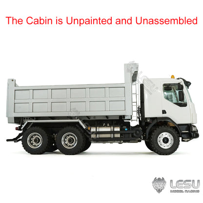 1/14 LESU 6x6 RC Hydraulic Metal Dumper Tipper Sound Light System Chassis Bucket Unpainted Unassembled Cabin Body VM Truck