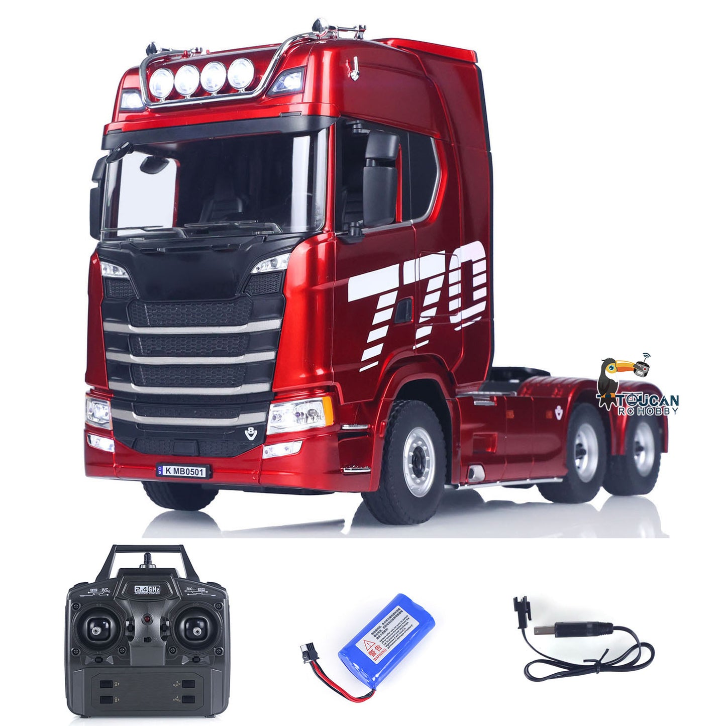 US Stock 770S Plastic 1/18 RC Tractor Truck Toys Finished Model RTR 7.4V Battery Radio 19CH Light Sound Effects Remote Control Lorry Car