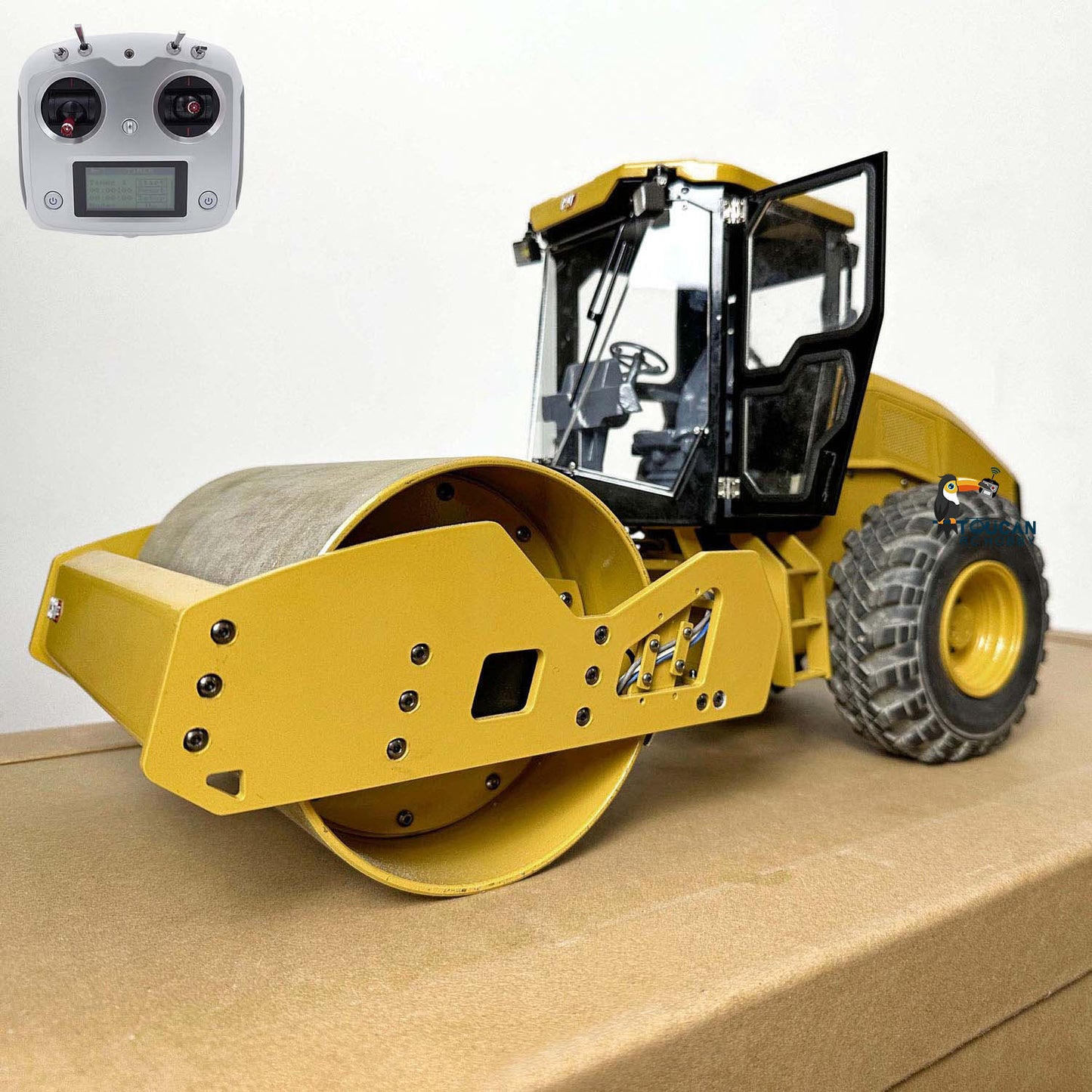 JZM Metal 1/12 CS11 Assembled Painted RC Road Roller Remote Control Engineering Vehicles Car Models FlySky I6S Radio System
