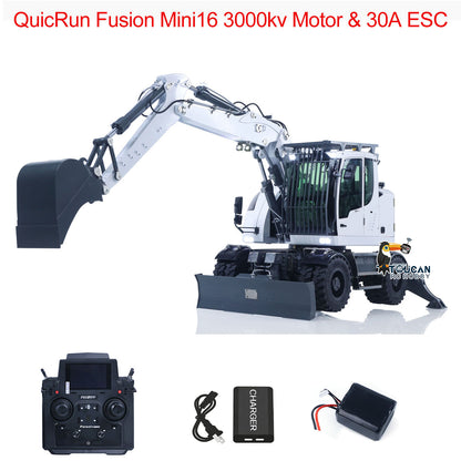 CUT Model LR914 1/14 Metal RC Hydraulic Wheel Excavator RTR 8-Way Valve Axle Differential Lock Hobbywing Fusion Brushless Motor & ESC Quick Coupler Light Sound Tail Hook