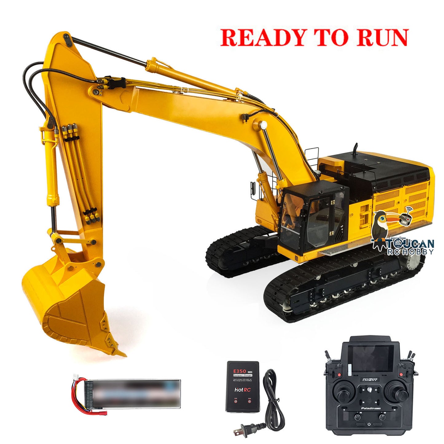 LESU Cater CAT, 374F 1/14 RC RTR Hydraulic Excavator Track Pump ESC Bucket Ripper Crusher Grapple Trailer Mount Grapple fork Decal