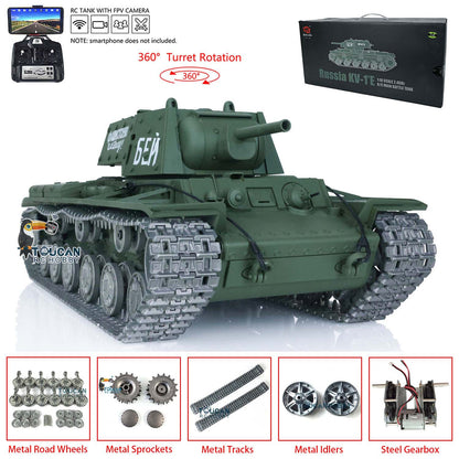 TOUCAN RC HOBBY Heng Long TK7.0 1/16 T72 3939 Soviet Union KV-1 3878 RC Tank FPV 360 Degree Turret BB IR Metal Barrel Tracks Drive Idler Road Wheels