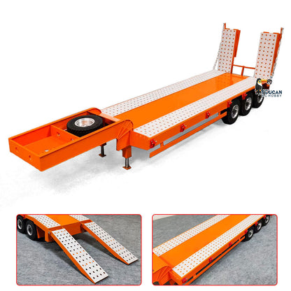 Metal Semi Trailer 3-axles Spring Tailboard Electric Lifting Leg For 1/14 Remote Control Tractor Truck RC Excavator Loader