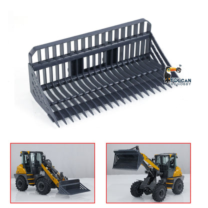 TOUCAN RC HOBBY LESU 1/14 Metal Sieve Bucket Gripper Dozer Shovel Rake Bucket for AOUE MCL8 AT1050 WA100M-8 RC Hydraulic Loader Construction Vehicles DIY Model