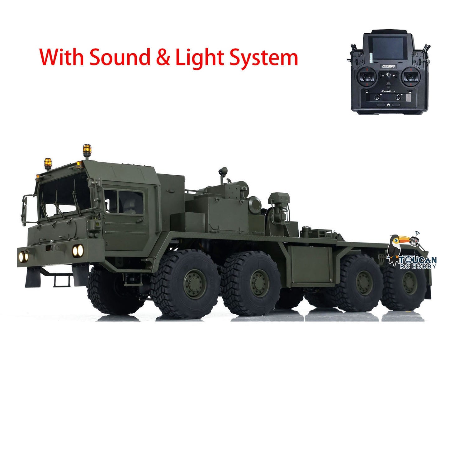 TOUCAN 8x8 1/14 RC Tractor Truck SLT56 Full Metal Remote Controlled Military Transport Car PNP Painted Model FlySky PL18 Lite
