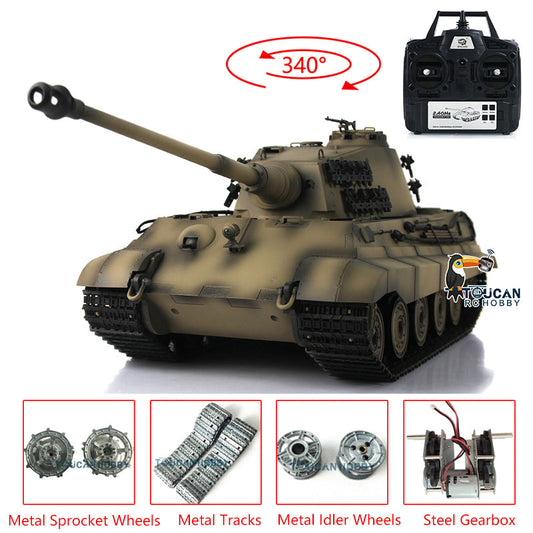 TOUCAN RC HOBBY Heng Long 1/16 7.0 Upgraded King Tiger 3888A RTR RC Tank BB Infrared Combat Smoke Metal Barrel Tracks Drive Idler Wheels Gearbox