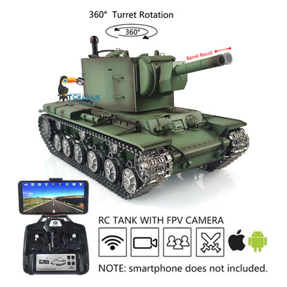Henglong 1/16 7.0 Customized Gigant RTR RC Tank Soviet KV-2 3949 Metal Remote Control Track Optional Versions Infrared Combating